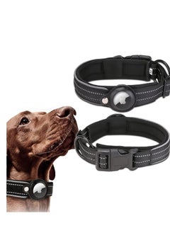 Buy Reflective AirTag Dog Collar Heavy Duty Air Tag Padded Pet with Holder Case Adjustable for Small Medium Large Breeds in UAE