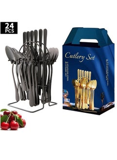 Buy 24-Piece Steak Knife Fork Spoon Cutlery Gift Set in UAE