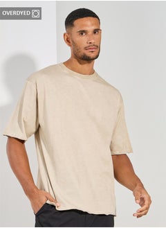 اشتري Overdyed Washed Oversized T-Shirt with Raw Edge Sleeve في السعودية