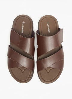 Buy Solid Slip-On Cross Strap Sandals in Saudi Arabia