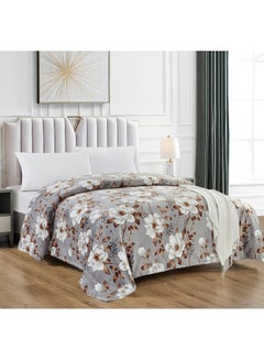 اشتري بطانية سرير الفانيلا مقاس كينغ 200x220 سم فائقة النعومة من الألياف الدقيقة خفيفة الوزن مع طباعة الأزهار لأريكة السرير والأريكة والسفر في السعودية