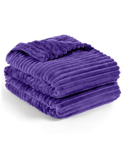 Buy Striped Flannel Fleece Blanket Plush Throw Blanket Super Soft Single Size (160x220cm) for Bed and Sofas, Luxurious Warm and Comfortable in UAE