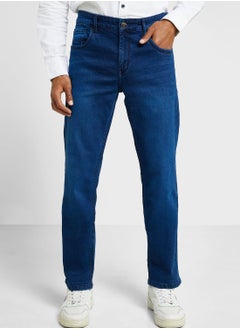 Buy Thomas Scott Men Smart Regular Fit Light Fade Stretchable Jeans in Saudi Arabia