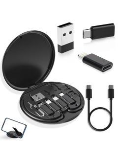 اشتري 5-in-1 Silicone USB Type-C Charger Cable Kit with Data Transfer & Card Storage - MFI Certified, Lightning-Fast Charging for iPhone, Android, Tablets, USB to Lightning, Female to Male Connector, USB Charging, 80W Output Power في الامارات