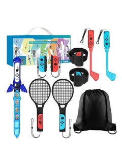 Buy 9 IN 1 Game Accessory Kits For Nintendo Switch Sports 2022,For Switch Joy-Con, Mario Tennis Ace Rackets +Golf Clubs for Mario Golf Super Rush Leg Straps for Ring Fit Adventure and Chambara Game Sword in UAE