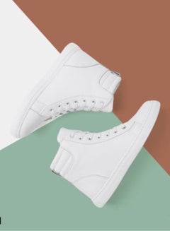 Buy Sneaker Leather Flat And High Top -WHTE in Egypt