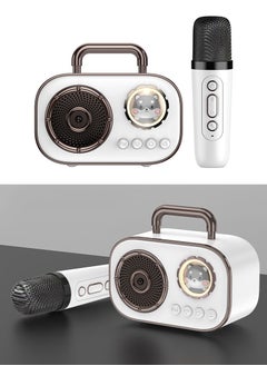 Buy Mini Karaoke Machine, Wireless Karaoke Microphone, Cute Portable Bluetooth 5.3 Speaker with Microphone for Adults & Kids, for Party, Meeting, Speech, Camping (White) in UAE