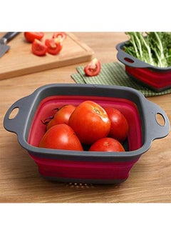 اشتري Square Silicone Collapsible Colander, Drain Basket, Collapsible Washing Bowl, Silicone Strainer, 29 Cm في مصر