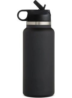 اشتري زجاجة مياه معزولة ومفرغة من الهواء من الستانلس ستيل أسود 946ml في الامارات
