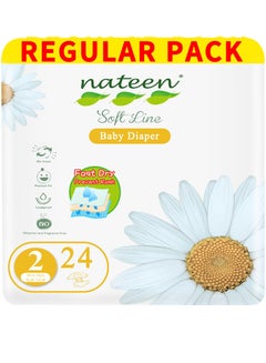 اشتري Soft Line Baby Diapers, Size 2(2-5kg), 24 Count Diapers, Super Soft Breathable Baby Diaper في الامارات