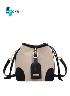 Buy Women's Contrasting Shoulder Bag, Ladies Fashion Canvas Patchwork Bucket Bag Crossbody Bag Sling Bag Side Bag, Korean Texture Handbag Carrying Bag in Saudi Arabia