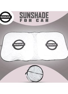 Buy NISSAN Car Sun Shade UV Rays and Heat Protector Sun Visor Foldable Keep Your Vehicle Cool Blocks UV Rays, Car Windshield Sunshade in Saudi Arabia