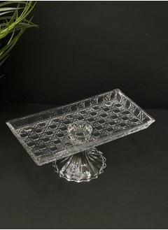 Buy A multi-use Glass Serving Dish with a Base for Sweets and Fruits 32*17*12 in Saudi Arabia