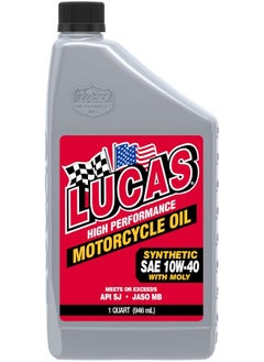 اشتري Lucas Oil 10777 High Performance Synthetic SAE 10W-40 4T Motorcycle Oil with Moly - 1 Quart في السعودية