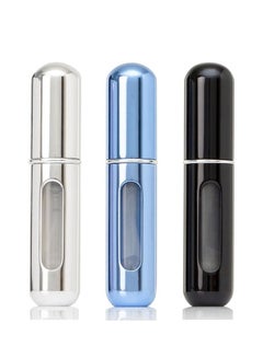 Buy 3 PCS Portable Mini Refillable Perfume Atomizer Bottle, Travel Spray Perfume Bottles, Scent Pump Case Refillable Perfume Spray (5ml+Bright Blue+Bright Black+Bright Silver) in Saudi Arabia