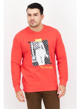 اشتري Men Crew Neck Long Sleeve Graphic Print Sweatshirts, Red Combo في السعودية