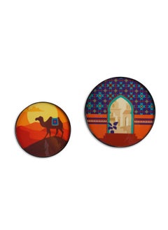 Buy Mojave Set of 2 Metal Wall Plates Dia30cm & Dia38cm - Blue in UAE