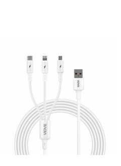 Buy VIDVIE 3 IN 1 CB4003 MULTI CHARGING DATA CABLE 3A,LENGTH 1.2 M , WHITE in Egypt