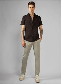 Buy Regular Fit Brown Cotton Casual Shirt in UAE