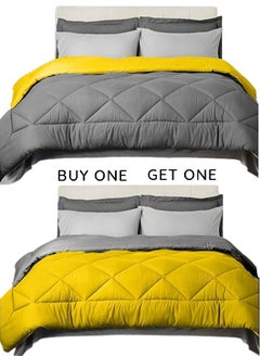 Buy Buy one get one,Tiba double face winter quilt, 160*235 cm, Gray &Yellow  2pcs in Egypt