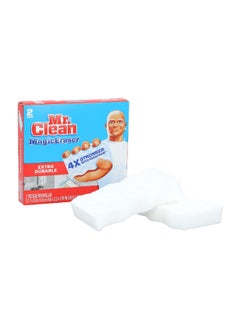 Buy 2-Piece Extra Durable Magic Eraser Set White 11.7 x 5.9 x 1.8 cm in Saudi Arabia