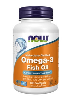 Buy Omega-3 Molecularly Distilled Fish Oil For Cardiovascular Support 100 Softgels in Saudi Arabia