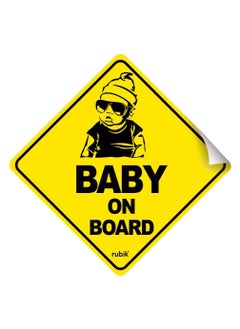 اشتري Baby on Board Car Sign Self Adhesive Sticker, 1pc Reflective Kids Safety Warning Cute Design for Car Rear Window Bumper Universal Fit (12x12cm) في الامارات