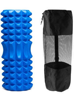 اشتري أسطوانة فوم شكل هلال لليوجا وتدليك الأنسجة العميقة للعضلات مع حقيبة حمل، أزرق في مصر