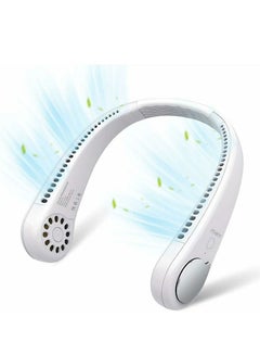 Buy Neck Fan 360° Super Cooling Personal Fan USB Rechargeable Portable Neck Fan with 3 Wind Speed for Traveling Office Sports White in UAE