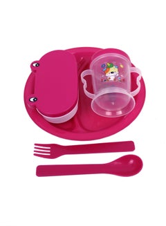 Buy 4 IN 1 frog shape plate spoon mug Set For Babies in Saudi Arabia