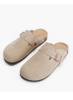 Buy Suede Clogs Potato Shoes Cork Footbed Sandals Comfort Mules Slip On Slippers Pale Camel in Saudi Arabia