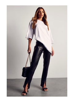 Buy Leather Look Slim Split Front Trouser in Saudi Arabia