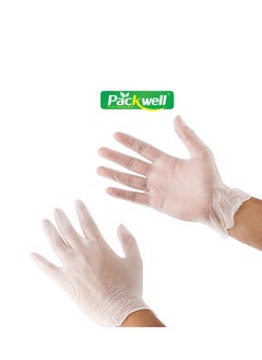 اشتري Vinyl Gloves- PWVG1002| 100 pcs, Size: Small, Powder-Free Single Use Gloves for Skin Protection| Disposable Gloves Suitable For Food Handling, Cleaning Tasks, Light Medical Use, Etc.| Clear في الامارات