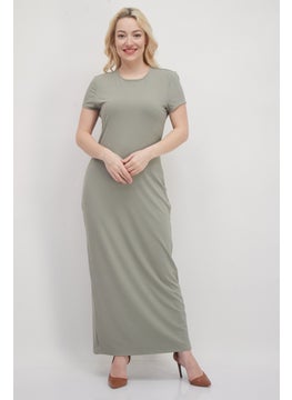 Buy Women Plain Maxi Dress, Olive in UAE