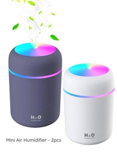 Buy Mini Air Humidifier with 7 Color LED Night Light 2pcs (Black and White Color) in UAE