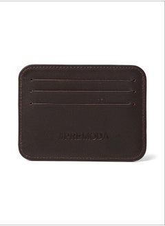 Buy Fashionable Logo Embellished Genuine Leather Card Holder With A Built-In Pocket And Front Id Window in Egypt