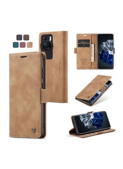 Buy CaseMe HUAWEI P60/P60 Pro Wallet Case Book Folding Flip Folio Case with Magnetic Kickstand Card Slots Protective Cover - Brown in Egypt