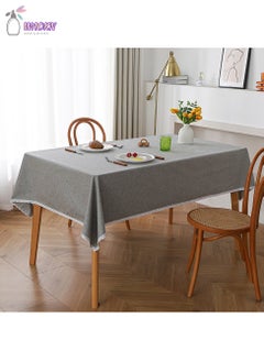 اشتري Tablecloth, Waterproof And Oil-Proof End Table Dustproof Cover, Plain Color Picnic Blanket With Lace, Grey في السعودية