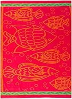 Buy Signoola Beach towel 90 x 170 cm Red With 2 lines Green, 100% cotton. in Egypt