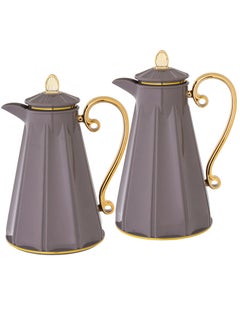 Buy Thermos Set Two Pieces for Tea and Coffee grey/Gold in Saudi Arabia