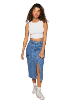 اشتري Denim Split-Hem Maxi Skirt في مصر