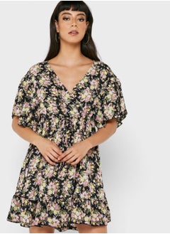 Buy Printed V Neck Dress in Saudi Arabia