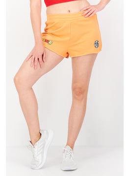 Buy Women Graphic Basic Shorts, Orange in Saudi Arabia