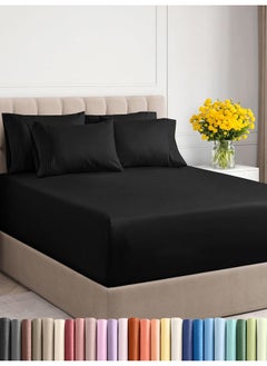 Buy Hotel Luxury Bed Fitted Sheet Set Of 1 Piece XL 250x240 cm -Black in Egypt