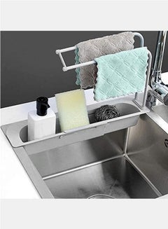 اشتري Hot Selling Multi Function Kitchen Sinks Draining Shelf Adjustable Sponge Storage Racks Plastic Sink Holder Kitchen Organizer في السعودية