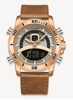Buy Leather Strap Analog and Digital Quartz Wrist Watch For Men NF9181L RG/GY/L.BN in UAE