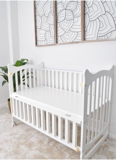 Buy Rocking wooden baby bed with wheels in Saudi Arabia