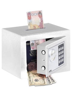 Buy Mini Cash Deposit Drop Slot Safe Box with Key and Pin Code Option (White) in UAE