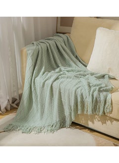 Buy Knitted Throw Blankets, Cozy Lightweight Decorative Throw, Warm Woven Blanket with Tassels for Couch Sofa, Bed and Living Room, All Seasons for Women, Men and Kids (127x172cm, Mint Green) in Saudi Arabia