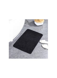 Buy Bath Mats for Bathroom Non Slip Memory Foam Rugs Area Decor Mat Accessories Washable Absorbent Rug Shower Door Entryway Floor Carpet Soft Thick Coral Fleece Plush Pebble Black 24x16 Inches in Egypt